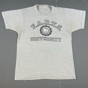 Vintage 80s Farts University College Spoof Funny Graphic Tee Size Small